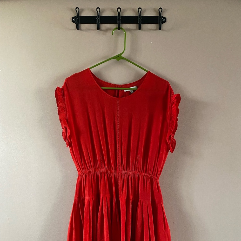 Red silky Madewell dress in size 10